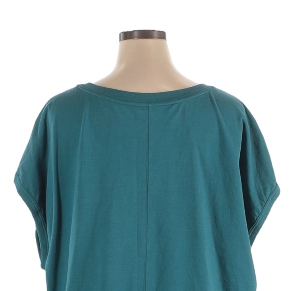 Athleta Sundown Shirred Tee NWT Size 1X Teal Organic Cotton Oversized Dolman Top - Picture 4 of 10